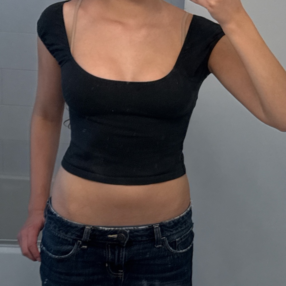 Brandy Melville Black Fitted Crop Bodysuit